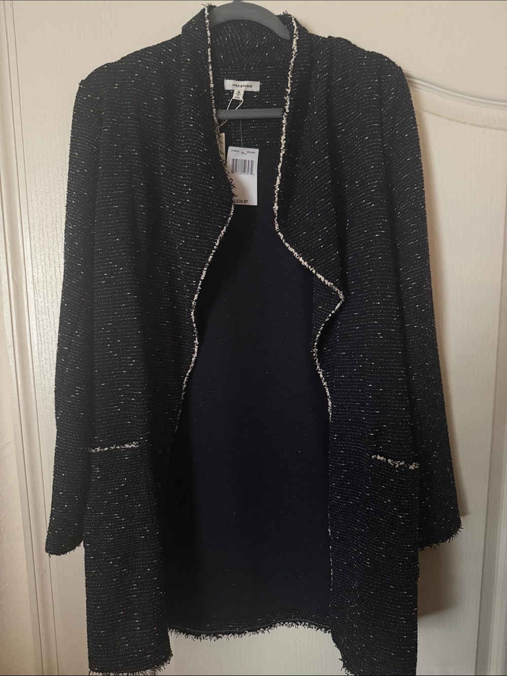 NWT Max Studio Black Tweed Cardigan